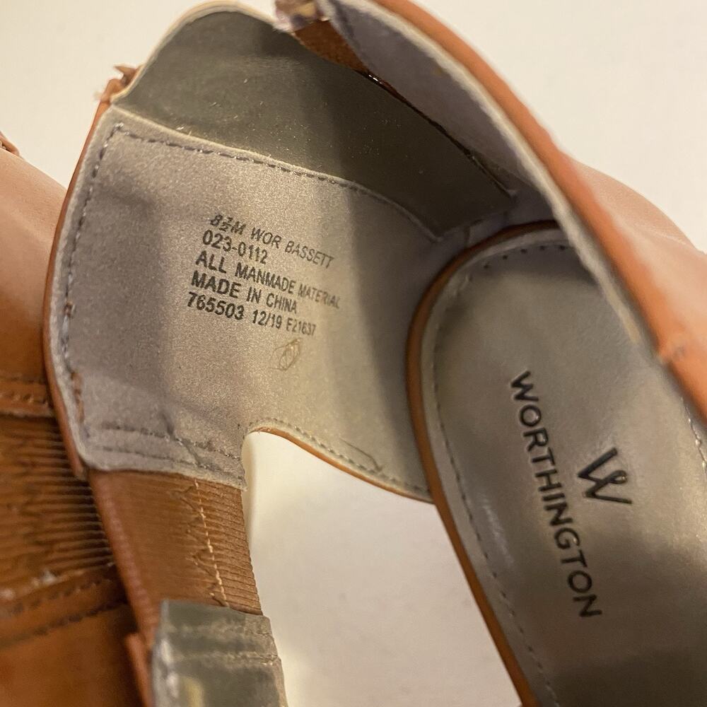 Women's 8.5 Brown Chunky Platform Heels Shoes Worthington Wor Bassett Sandals - Picture 7 of 7